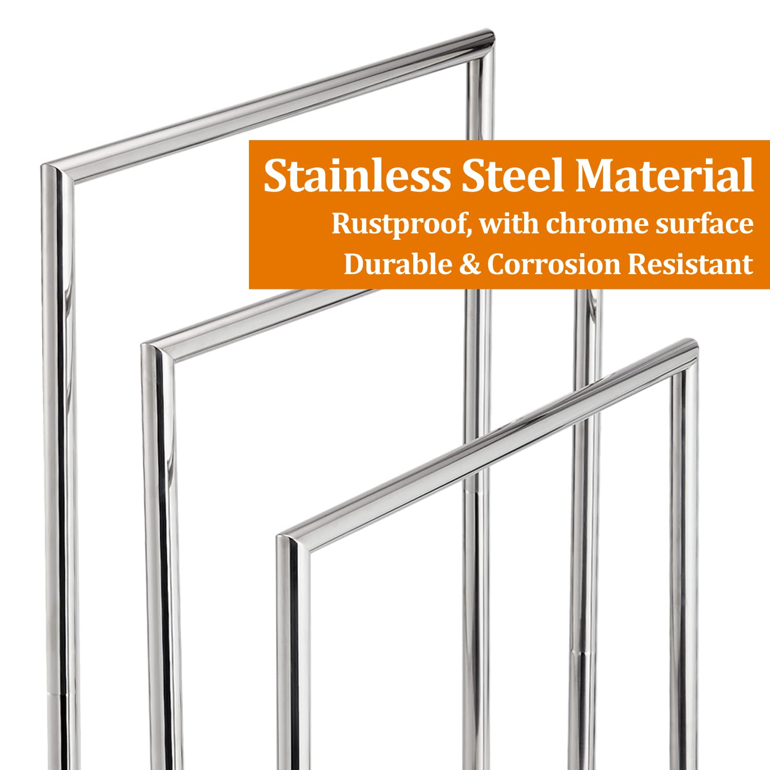 Freestanding Towel Rack, 3 Tier Stainless Steel Towel Bar Stand For Bathroom, Chrome Plated Decluttr